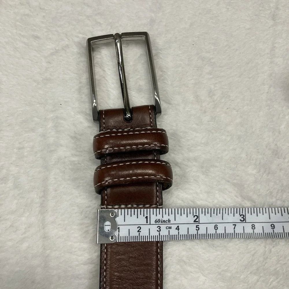Nordstrom Men's Shop Brown Leather Belt – Size 46‎ Made in USA, Polished Buckle